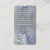 Memorial Memory Card Hummingbird White Blume Visitenkarte (Rückseite)