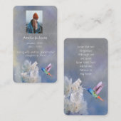 Memorial Memory Card Hummingbird White Blume Visitenkarte (Vorne/Hinten)