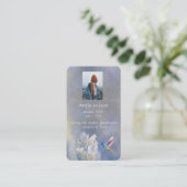 Memorial Memory Card Hummingbird White Blume Visitenkarte (Stehend Vorderseite)