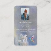 Memorial Memory Card Hummingbird White Blume Visitenkarte (Vorderseite)
