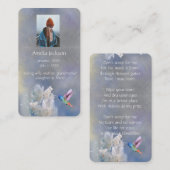 Memorial Memory Card Hummingbird White Blume Visitenkarte (Vorne/Hinten)