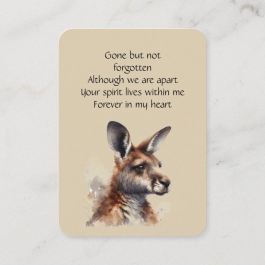 Memorial Memory Card Kangaroo Lover Australisch Visitenkarte (Rückseite)