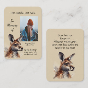 Memorial Memory Card Kangaroo Lover Australisch Visitenkarte