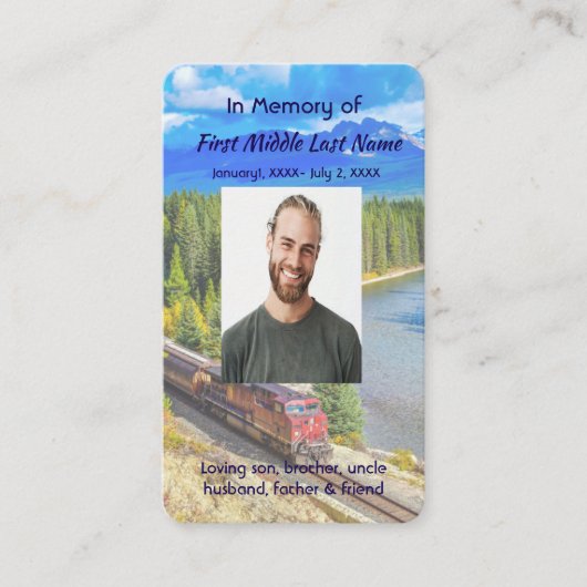 Memorial Memory Card Train Rail Tram Railway Visitenkarte (Vorderseite)