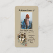 Memorial Memory Card Wasserfarben Wolf Tiere Visitenkarte (Vorderseite)