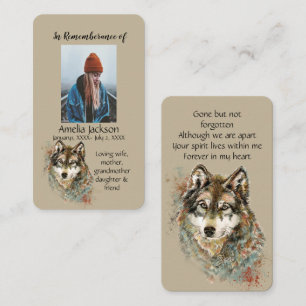 Memorial Memory Card Wasserfarben Wolf Tiere Visitenkarte