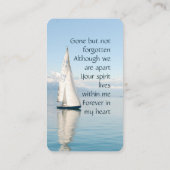 Memorial Memory Keepake Sailor, Segelboot, Segeln Visitenkarte (Rückseite)