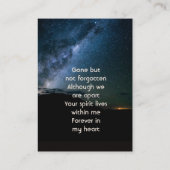 Memorial Milky Way Starry Night Sky  Telefonnummerkarte (Rückseite)