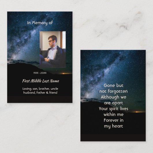 Memorial Milky Way Starry Night Sky  Telefonnummerkarte (Vorne/Hinten)