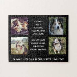 Memorial mit vier Fotos, Name und Daten. Jig Puzzle