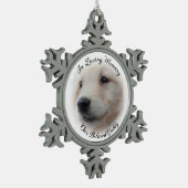 Memorial mit weich weißem Foto Vignette Schneeflocken Zinn-Ornament (Links)