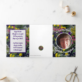 Memorial Mixed Floral Foto Gedicht Dreifach Gefaltete Ankündigung