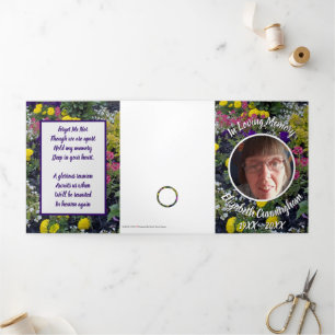 Memorial Mixed Floral Foto Gedicht Dreifach Gefaltete Ankündigung