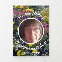 Memorial Mixed Floral Foto Gedicht Dreifach Gefaltete Ankündigung