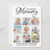 Memorial Modern 9 Foto Collage Beileid Achtung Dankeskarte (Vorderseite)