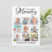 Memorial Modern 9 Foto Collage Beileid Achtung Dankeskarte (Stehend Vorderseite)