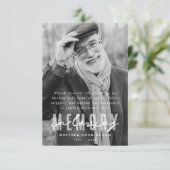 Memorial Modern Einfaches elegantes Foto Dankeskarte (Stehend Vorderseite)
