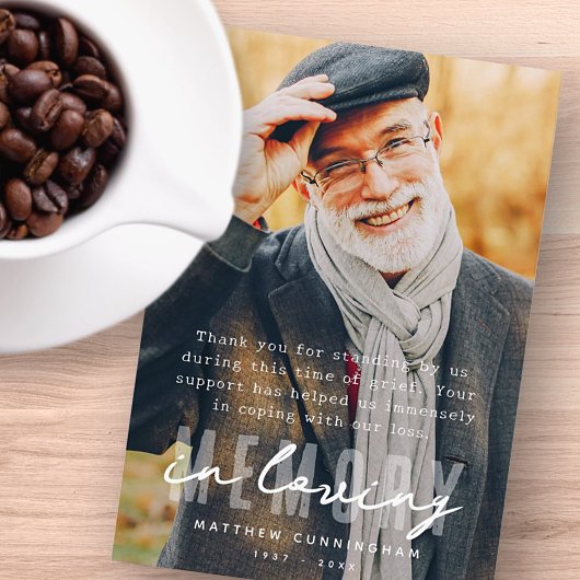 Memorial Modern Einfaches elegantes Foto Dankeskarte