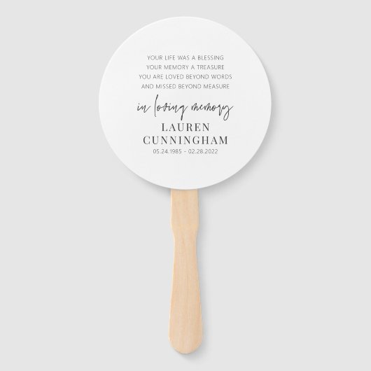 Memorial Modern Elegant Einfaches Design Fächer (Vorderseite)