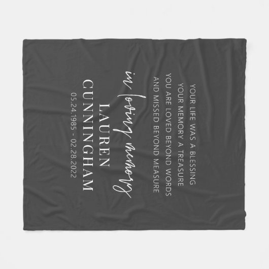 Memorial Modern Elegant Einfaches Design Fleecedecke (Vorderseite (Horizontal))