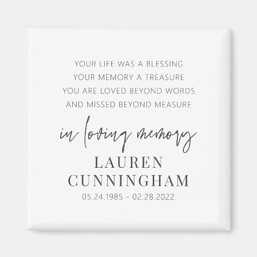Memorial Modern Elegant Einfaches Design Magnet (Vorne)