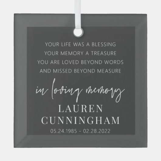 Memorial Modern Elegant Einfaches Design Ornament Aus Glas (Vorderseite)