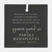 Memorial Modern Elegant Einfaches Design Ornament Aus Glas (Rückseite)