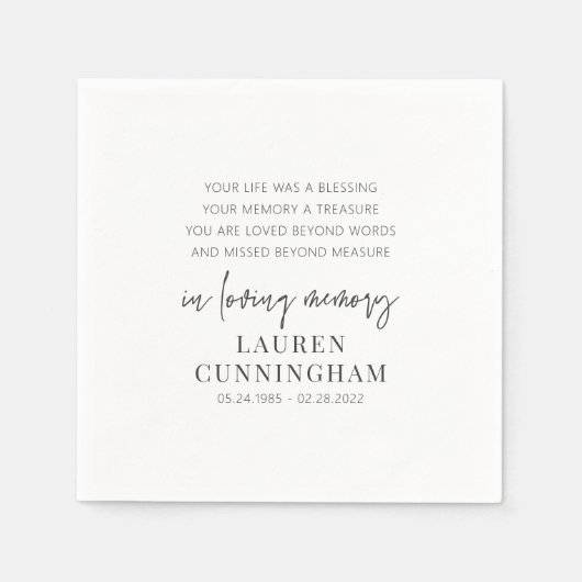 Memorial Modern Elegant Einfaches Design Serviette (Vorderseite)