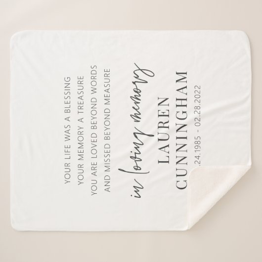 Memorial Modern Elegant Einfaches Design Sherpadecke (Vorderseite (Horizontal))