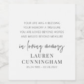 Memorial Modern Elegant Einfaches Design Weinetikett (Einzelnes Label)