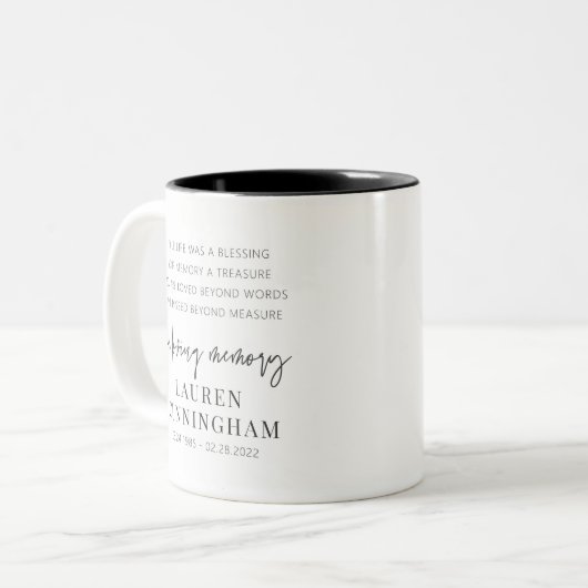 Memorial Modern Elegant Einfaches Design Zweifarbige Tasse (Vorderseite Links)