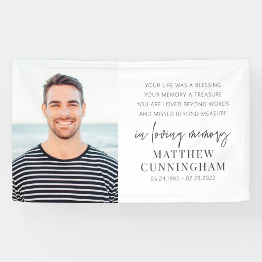 Memorial Modern Elegantes Foto Banner (Horizontal)