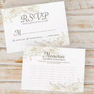Memorial Modern Imitats Gold Foliage Botanische An RSVP Karte