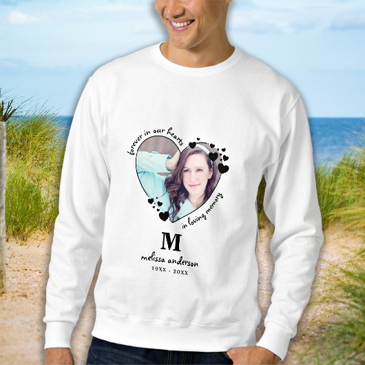 Memorial Modern Monogram Custom Heart Foto Sweatshirt