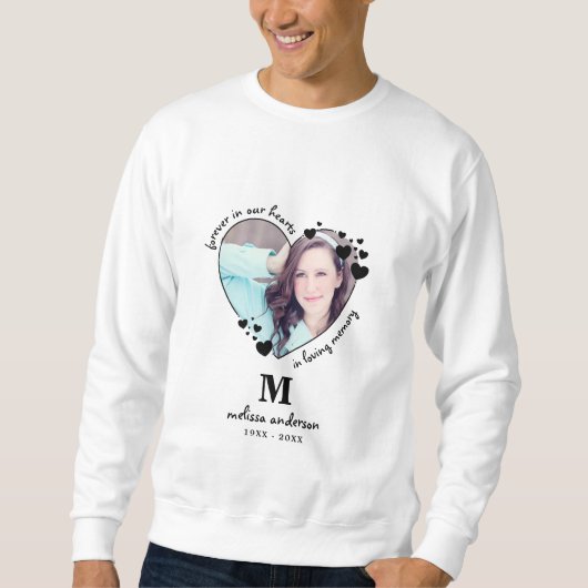 Memorial Modern Monogram Custom Heart Foto Sweatshirt (Vorderseite)