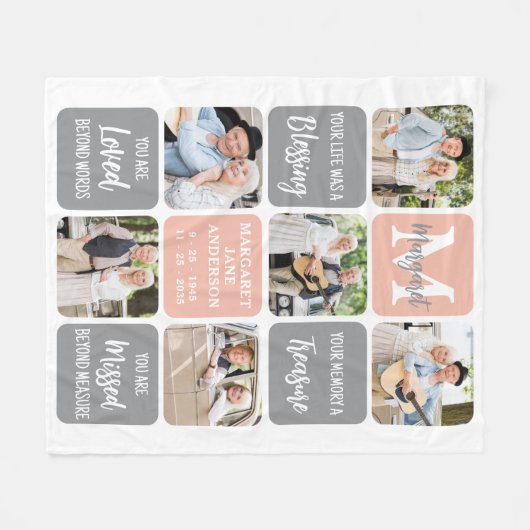 Memorial Modern Remembranation Gedicht Custom 6 Fo Fleecedecke (Vorderseite (Horizontal))