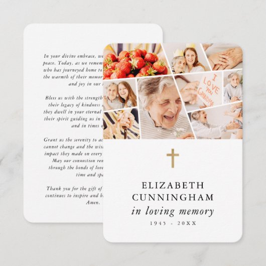 Memorial Modern Simple 9 Fotos Gebet Dankeskarte (Vorne/Hinten)