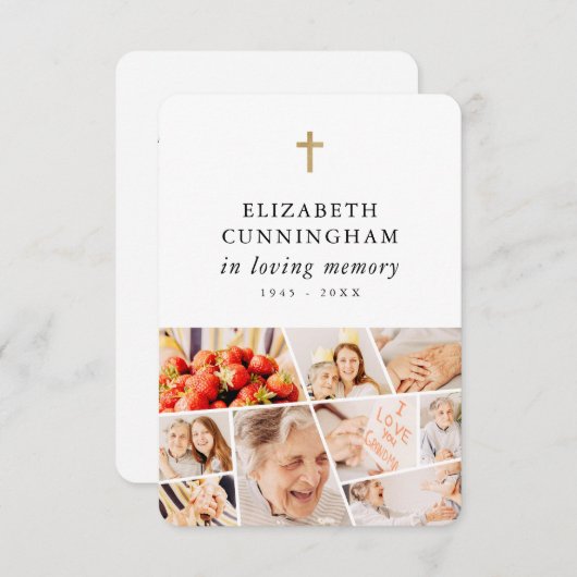 Memorial Modern Simple 9 Fotos Gebet Dankeskarte (Vorne/Hinten)