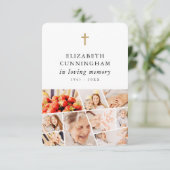 Memorial Modern Simple 9 Fotos Gebet Dankeskarte (Stehend Vorderseite)