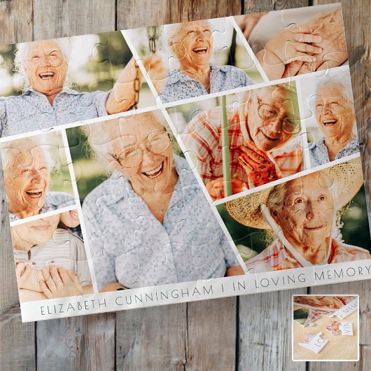 Memorial Modern Simple Chic 9 Foto Collage Puzzle