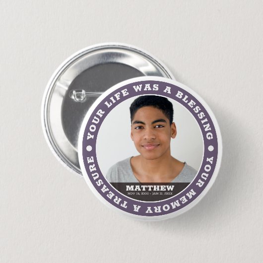 Memorial Modern Simple Custom Foto Keepake Button (Vorne & Hinten)
