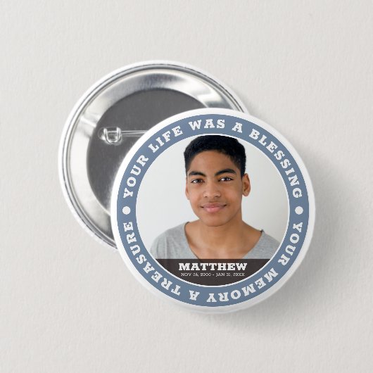 Memorial Modern Simple Custom Foto Keepake Button (Vorne & Hinten)