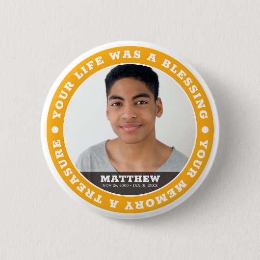 Memorial Modern Simple Custom Foto Keepake Button (Vorderseite)