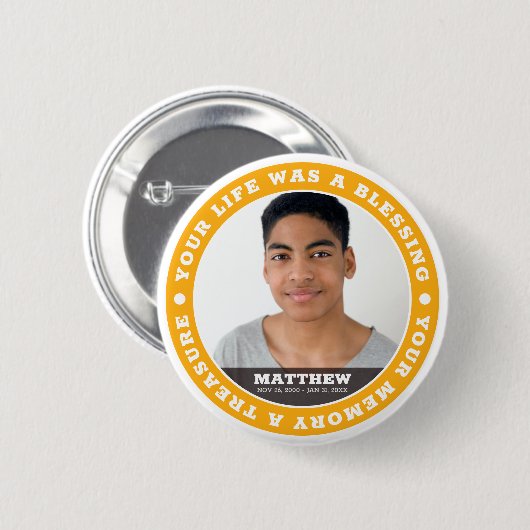 Memorial Modern Simple Custom Foto Keepake Button (Vorne & Hinten)