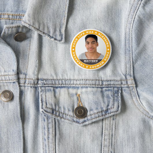 Memorial Modern Simple Custom Foto Keepake Button (Beispiel)