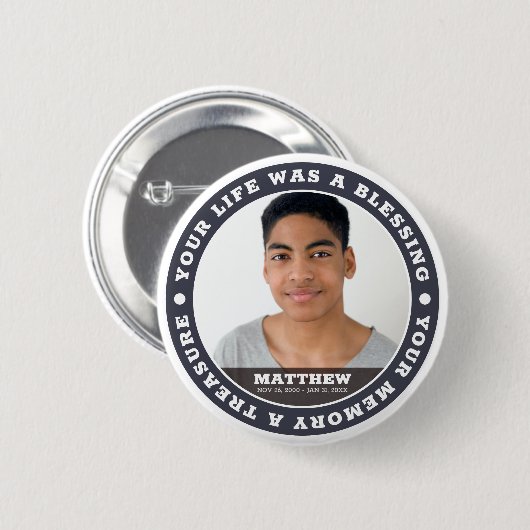 Memorial Modern Simple Custom Foto Keepake Button (Vorne & Hinten)