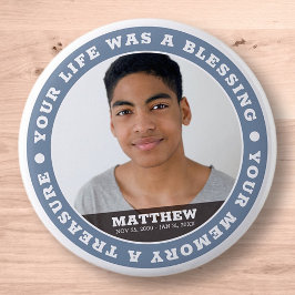 Memorial Modern Simple Custom Foto Keepake Button