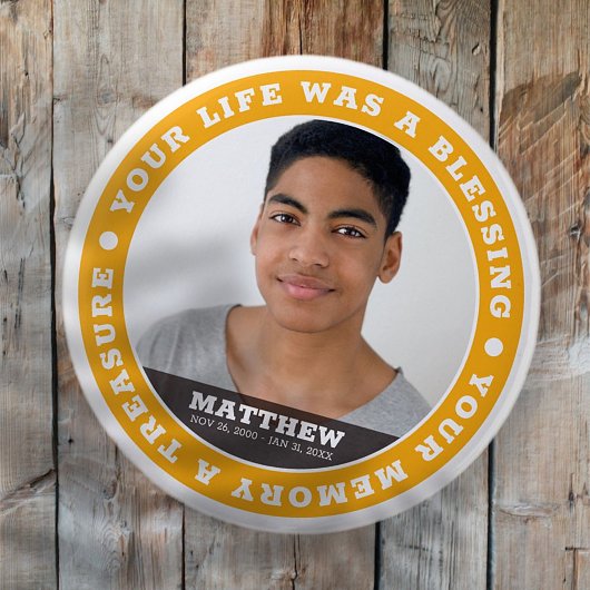 Memorial Modern Simple Custom Foto Keepake Button