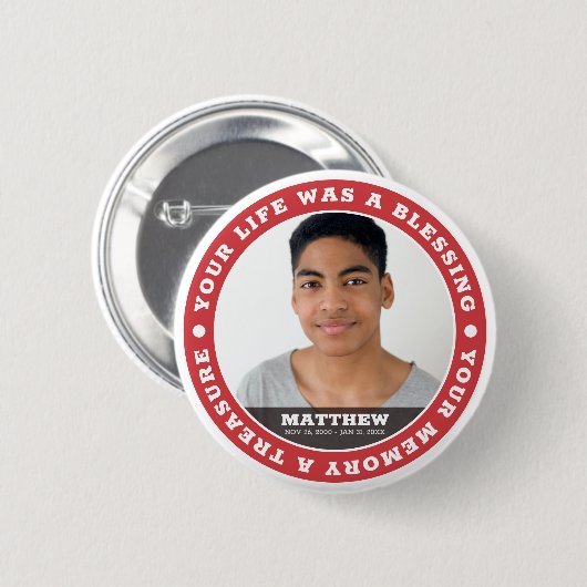Memorial Modern Simple Custom Foto Keepake Button (Vorne & Hinten)