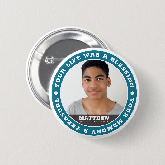 Memorial Modern Simple Custom Foto Keepake Button (Vorne & Hinten)